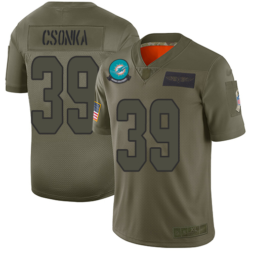 Nike Miami Dolphins 39 Larry Csonka Camo Youth Stitched NFL Limited 2019 Salute to Service Jersey
